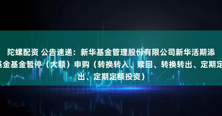 陀螺配资 公告速递：新华基金管理股份有限公司新华活期添利货币基金基金暂停（大额）申购（转换转入、赎回、转换转出、定期定额投资）